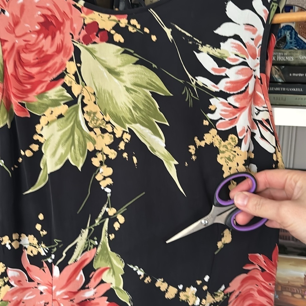 Talbots 100% Silk Floral Sleeveless Midi Dress Vibrant Whimsigoth P6 P8 - Picture 8 of 10